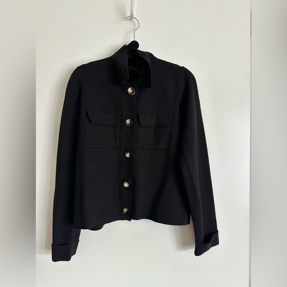 NWT- T Tahari Sweater Crop Jacket in size XS and color Black - Picture 3 of 6